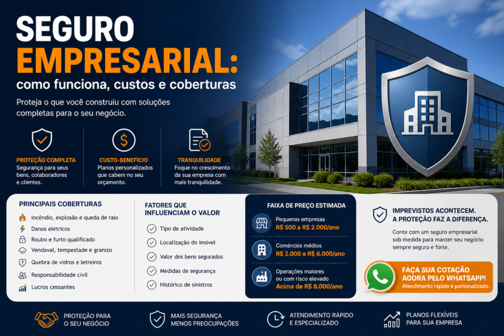 Seguro empresarial: como funciona, custos e coberturas Seguro empresarial: como funciona, custos e coberturas